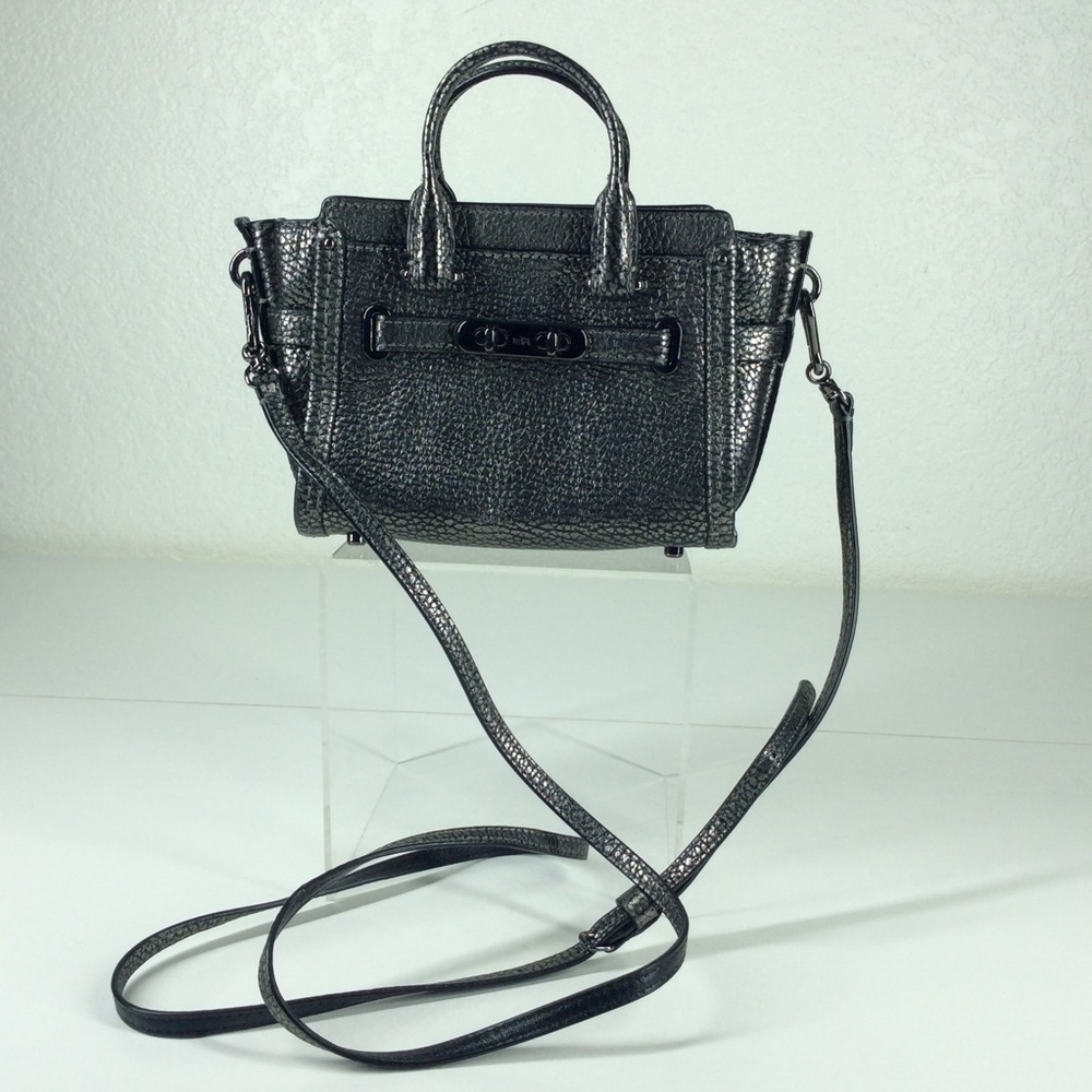 Coach Coach Metallic Leather Swagger 15 Mini Crossbody Bag